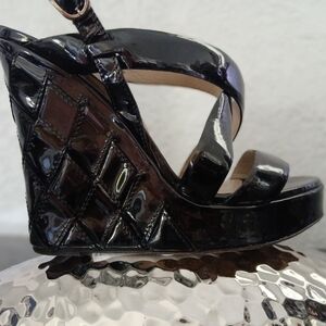 Valentino Garavani Black Patent Leather Wedges